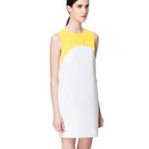 Zara Colorblock Shift Dress - Yellow & White